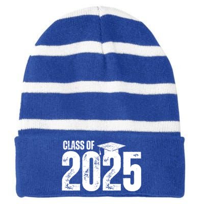 Class Of 2025 Congrats Grad 2025 Congratulations Graduate Gift Striped Beanie with Solid Band