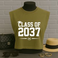 Class Of 2037 Grow With Me Garment-Dyed Women's Muscle Tee