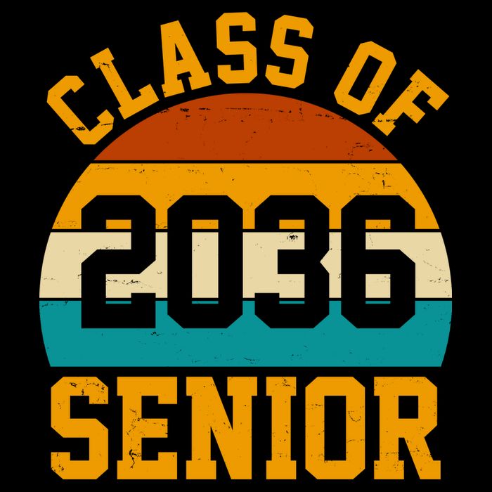 Class Of 2036 Senior Retro Sunset Women's Knotted Racerback Tank