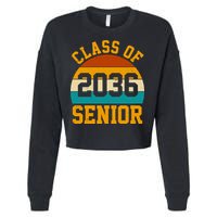 Class Of 2036 Senior Retro Sunset Cropped Pullover Crew