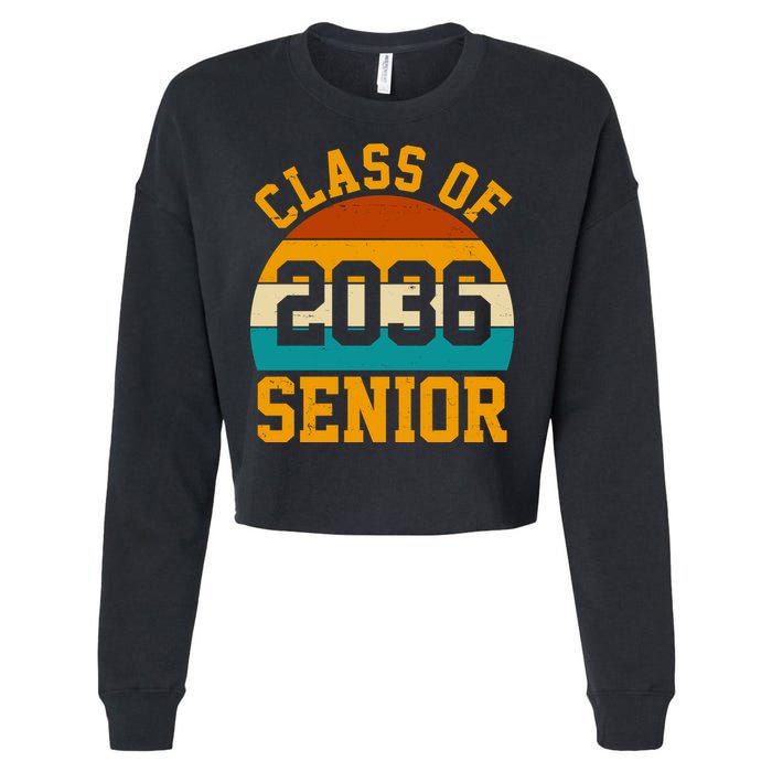 Class Of 2036 Senior Retro Sunset Cropped Pullover Crew