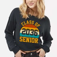 Class Of 2036 Senior Retro Sunset Cropped Pullover Crew
