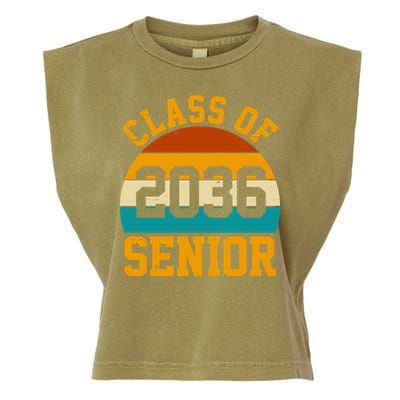 Class Of 2036 Senior Retro Sunset Garment-Dyed Women's Muscle Tee