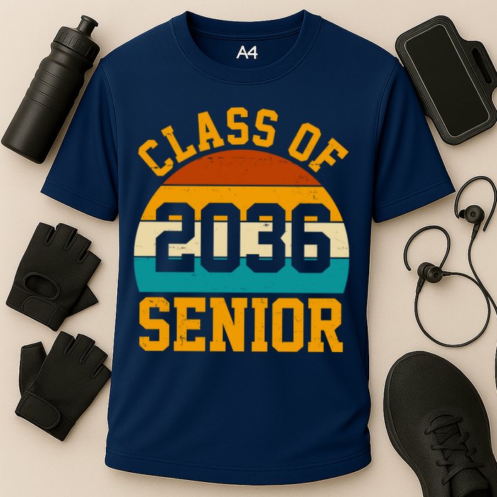 Class Of 2036 Senior Retro Sunset Cooling Performance Crew T-Shirt