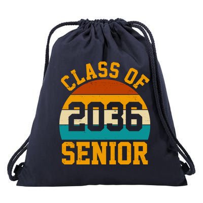 Class Of 2036 Senior Retro Sunset Drawstring Bag