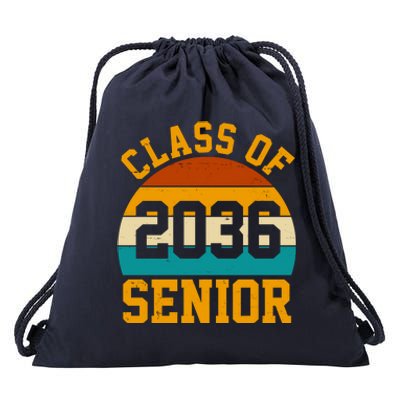 Class Of 2036 Senior Retro Sunset Drawstring Bag