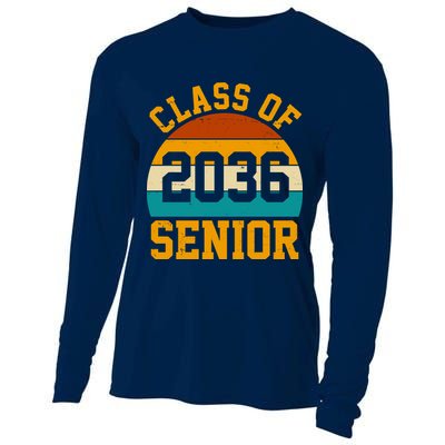 Class Of 2036 Senior Retro Sunset Cooling Performance Long Sleeve Crew