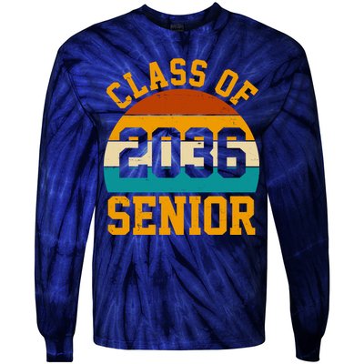 Class Of 2036 Senior Retro Sunset Tie-Dye Long Sleeve Shirt
