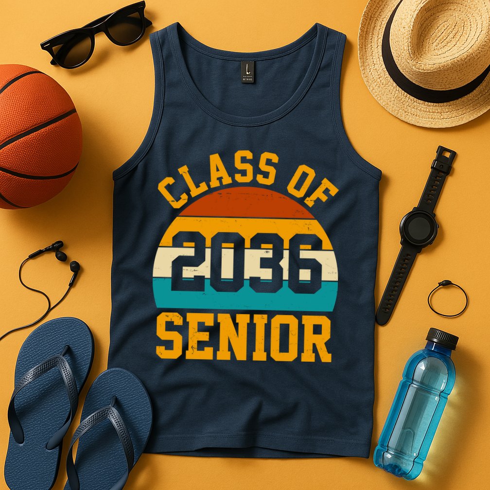 Class Of 2036 Senior Retro Sunset Tank Top