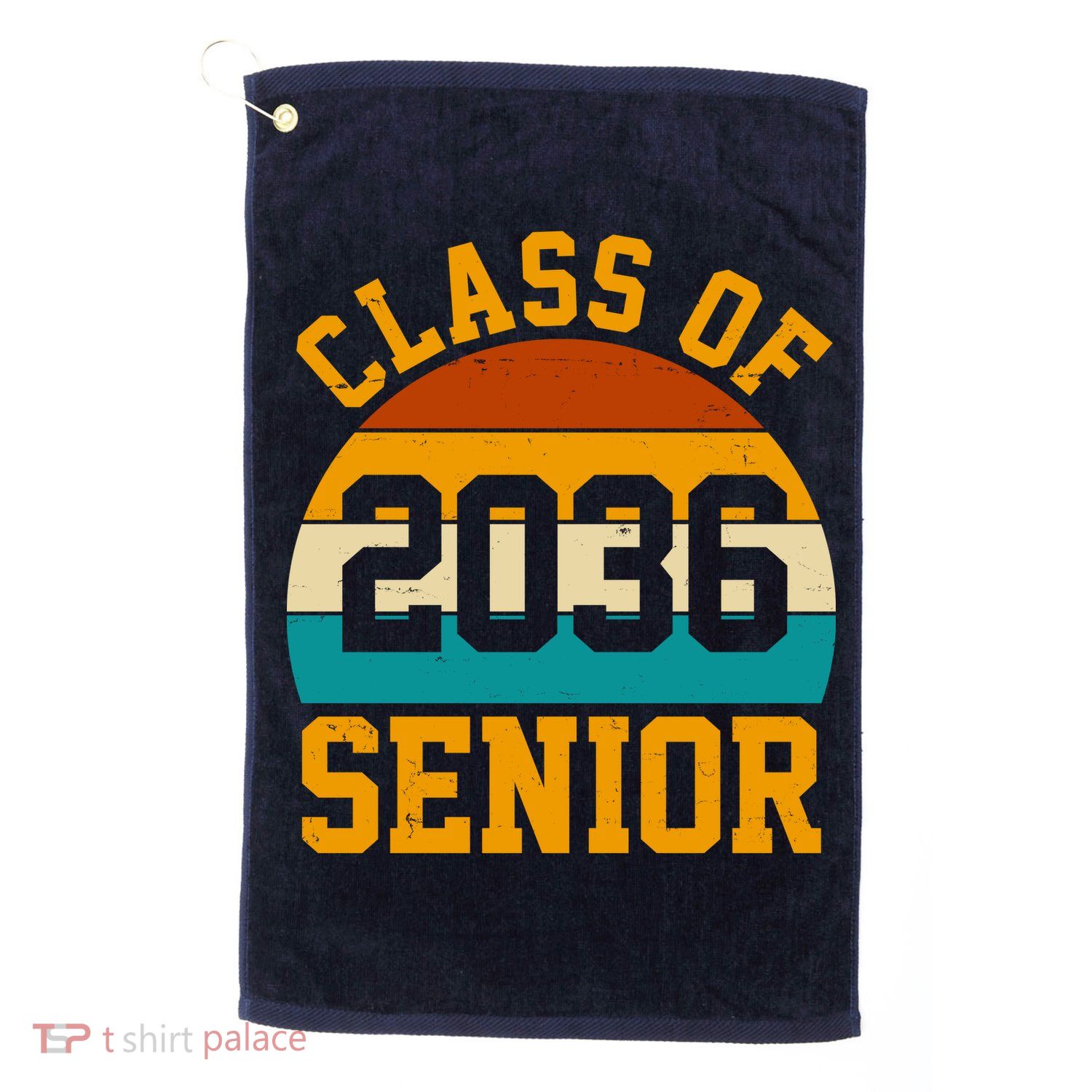Class Of 2036 Senior Retro Sunset Golf Towel