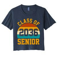 Class Of 2036 Senior Retro Sunset Women's Crop Top Tee