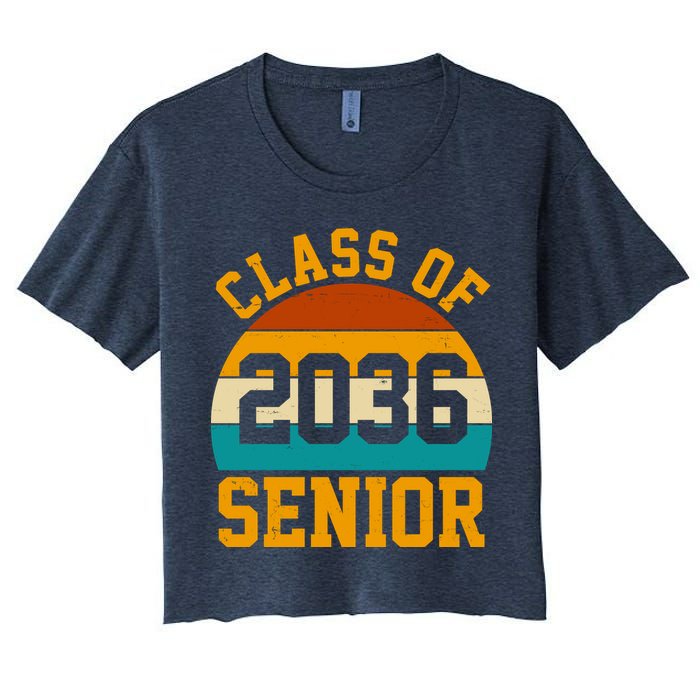Class Of 2036 Senior Retro Sunset Women's Crop Top Tee