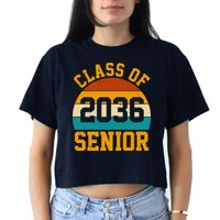 Class Of 2036 Senior Retro Sunset Women's Crop Top Tee