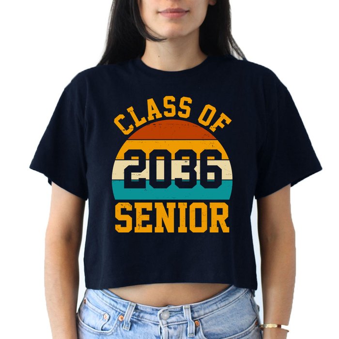 Class Of 2036 Senior Retro Sunset Women's Crop Top Tee