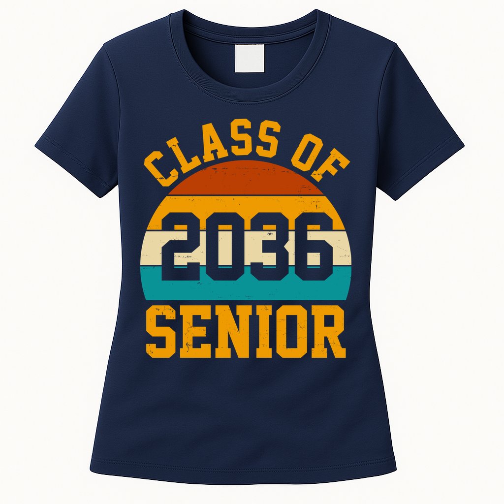 Class Of 2036 Senior Retro Sunset Womens T-Shirt