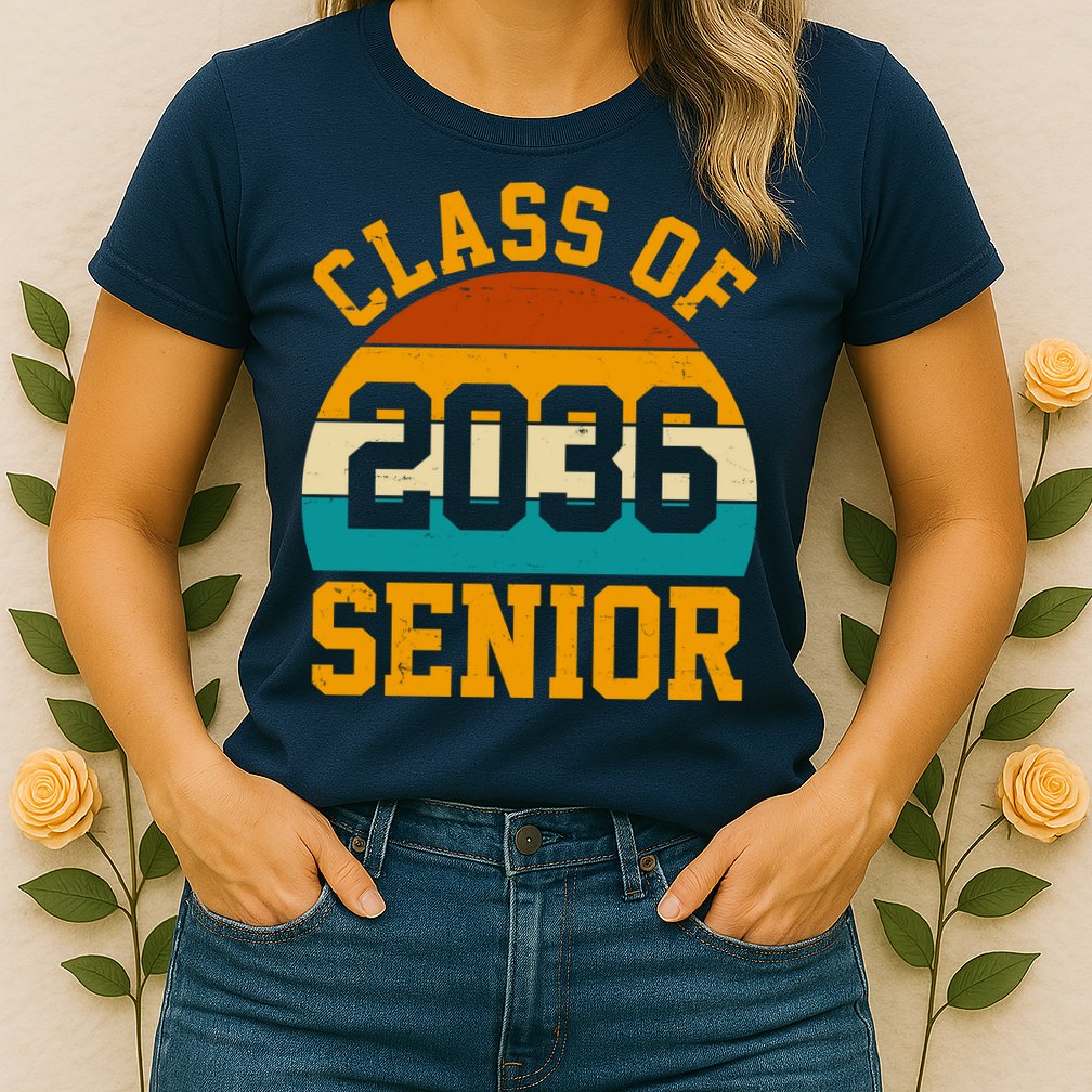 Class Of 2036 Senior Retro Sunset Womens T-Shirt