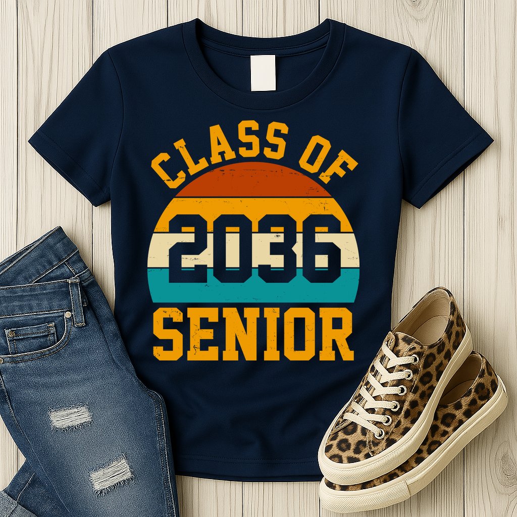 Class Of 2036 Senior Retro Sunset Womens T-Shirt