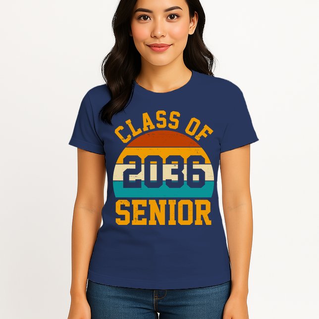 Class Of 2036 Senior Retro Sunset Womens T-Shirt