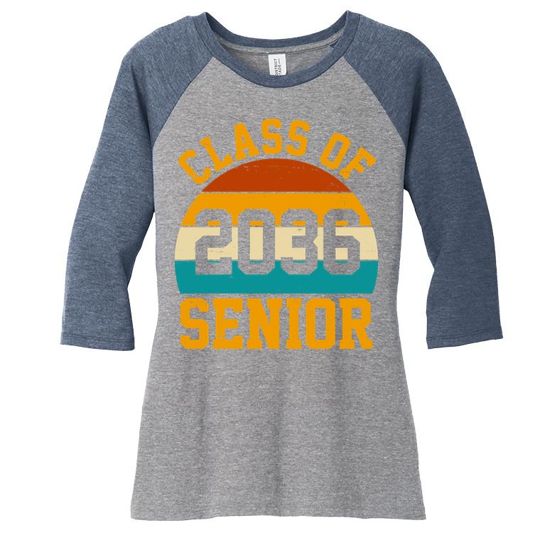 Class Of 2036 Senior Retro Sunset Women's Tri-Blend 3/4-Sleeve Raglan Shirt