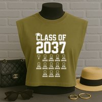 Class Of 2037 Grow With Me Garment-Dyed Women's Muscle Tee