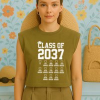 Class Of 2037 Grow With Me Garment-Dyed Women's Muscle Tee