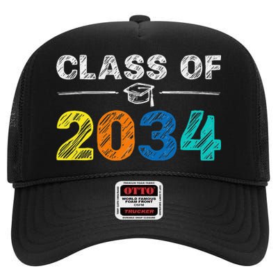 Class of 2034 Grow With Me First Day of School Graduation High Crown Mesh Back Trucker Hat