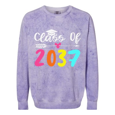 Class Of 2037 Grow With Me Graduation First Day Of School Love Colorblast Crewneck Sweatshirt