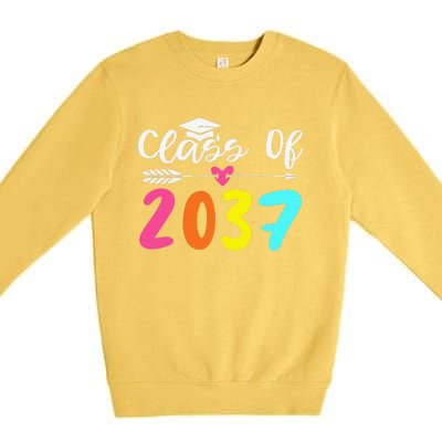 Class Of 2037 Grow With Me Graduation First Day Of School Love Premium Crewneck Sweatshirt