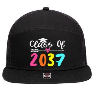 Class Of 2037 Grow With Me Graduation First Day Of School Love 7 Panel Mesh Trucker Snapback Hat