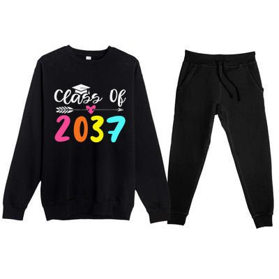 Class Of 2037 Grow With Me Graduation First Day Of School Love Premium Crewneck Sweatsuit Set