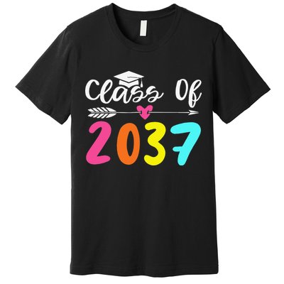 Class Of 2037 Grow With Me Graduation First Day Of School Love Premium T-Shirt