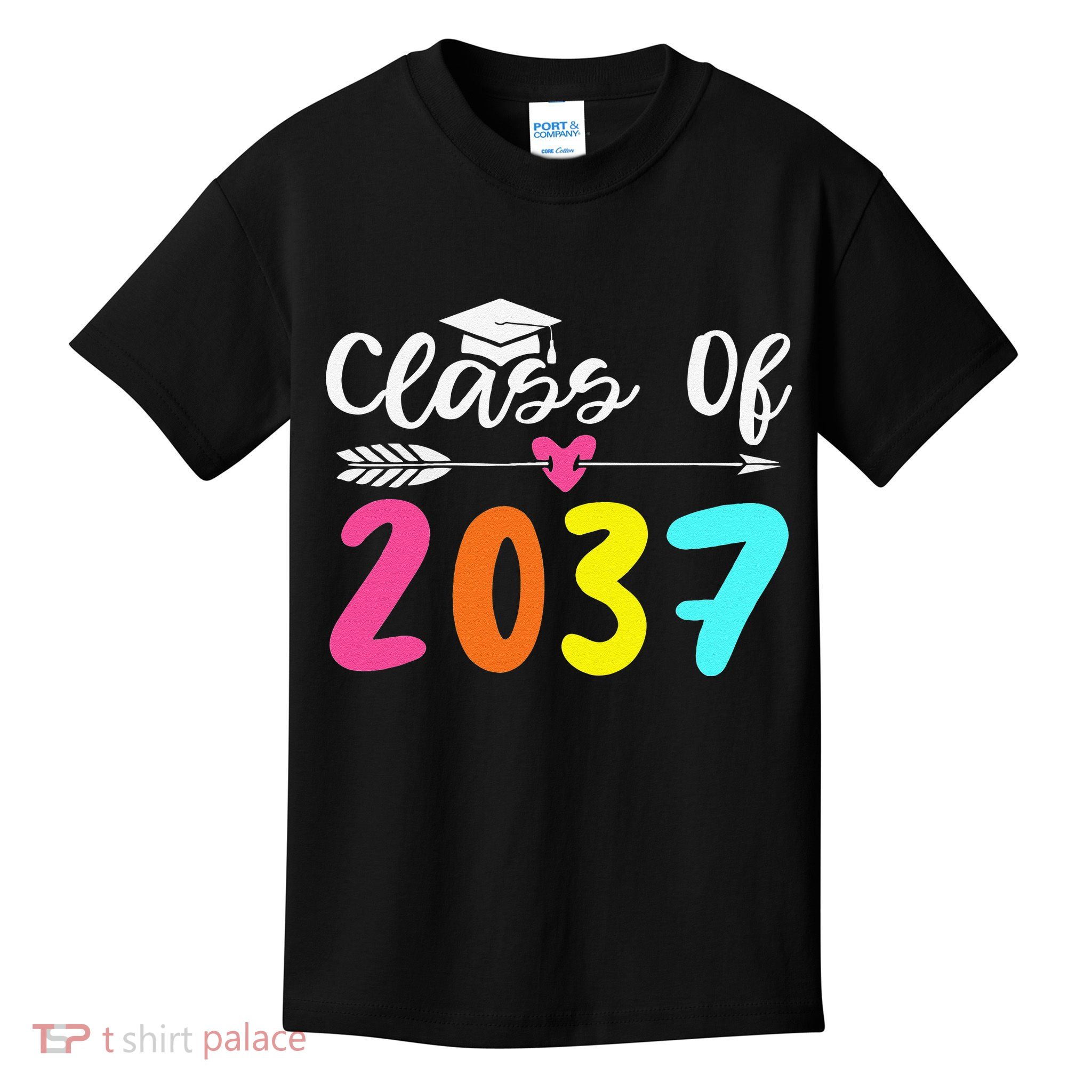 Class Of 2037 Grow With Me Graduation First Day Of School Love Kids T-Shirt