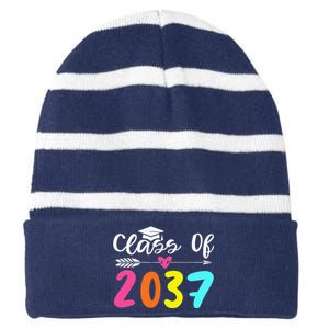 Class Of 2037 Grow With Me Graduation First Day Of School Love Striped Beanie with Solid Band