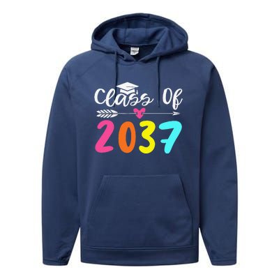 Class Of 2037 Grow With Me Graduation First Day Of School Love Performance Fleece Hoodie