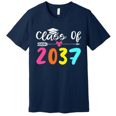 Class Of 2037 Grow With Me Graduation First Day Of School Love Premium T-Shirt