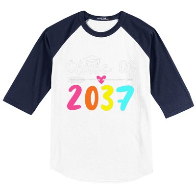 Class Of 2037 Grow With Me Graduation First Day Of School Love Baseball Sleeve Shirt