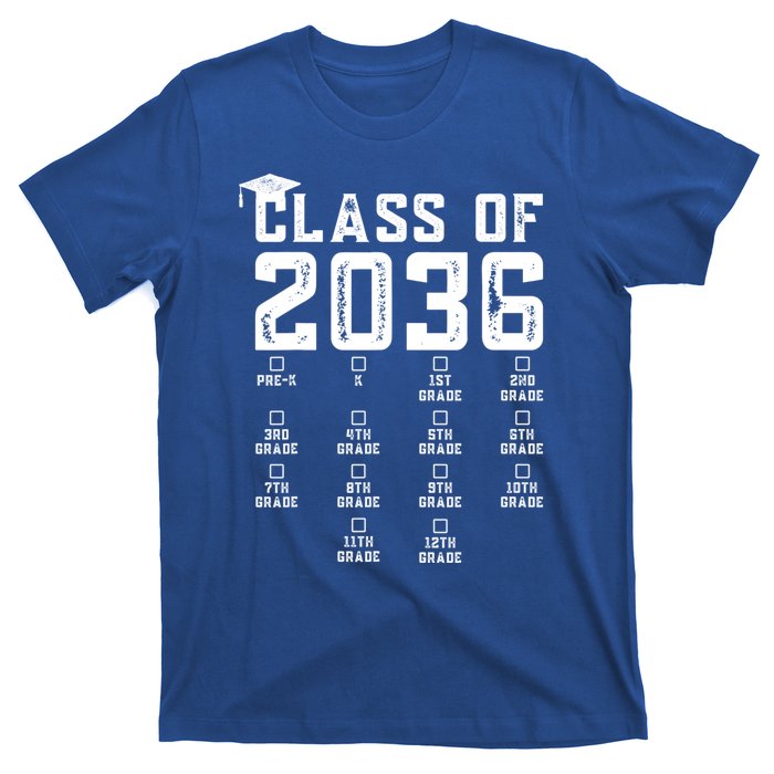 Class Of 2036 Grow With Me Shirt With Space For Checkmarks T-Shirt