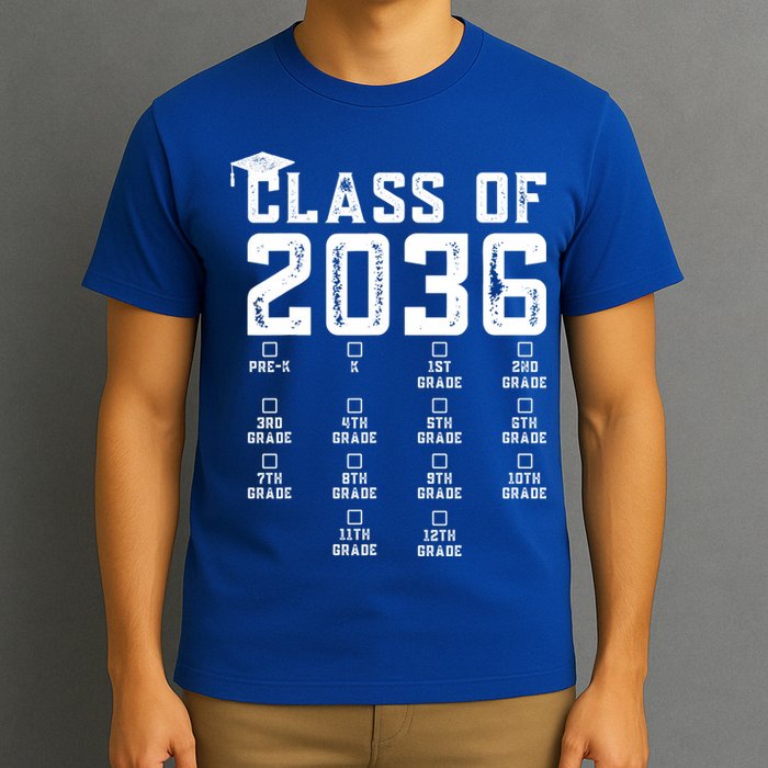 Class Of 2036 Grow With Me Shirt With Space For Checkmarks T-Shirt