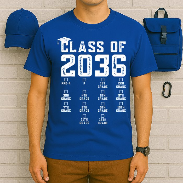 Class Of 2036 Grow With Me Shirt With Space For Checkmarks T-Shirt