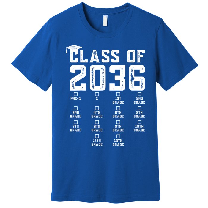 Class Of 2036 Grow With Me Shirt With Space For Checkmarks Premium T-Shirt