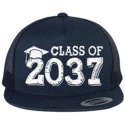 Class Of 2037 Grow With Me Handprints Space On Back Flat Bill Trucker Hat