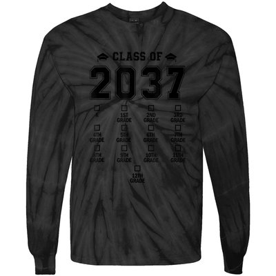 Class Of 2037 Grow With Me Prek To 12th Grade Gift Tie-Dye Long Sleeve Shirt