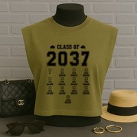 Class Of 2037 Grow With Me Prek To 12th Grade Gift Garment-Dyed Women's Muscle Tee