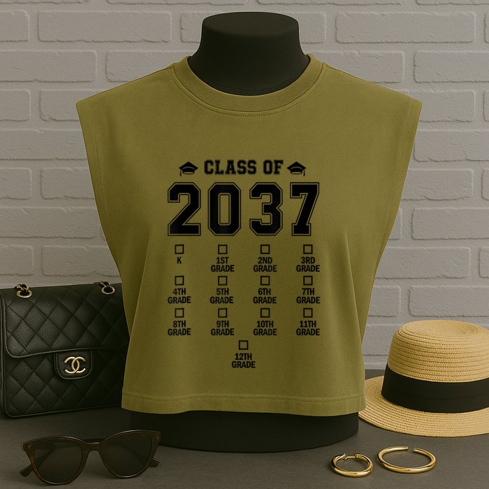 Class Of 2037 Grow With Me Prek To 12th Grade Gift Garment-Dyed Women's Muscle Tee