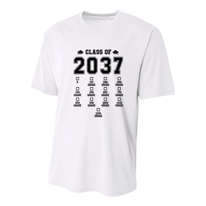 Class Of 2037 Grow With Me Prek To 12th Grade Gift Youth Performance Sprint T-Shirt