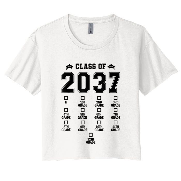 Class Of 2037 Grow With Me Prek To 12th Grade Gift Women's Crop Top Tee