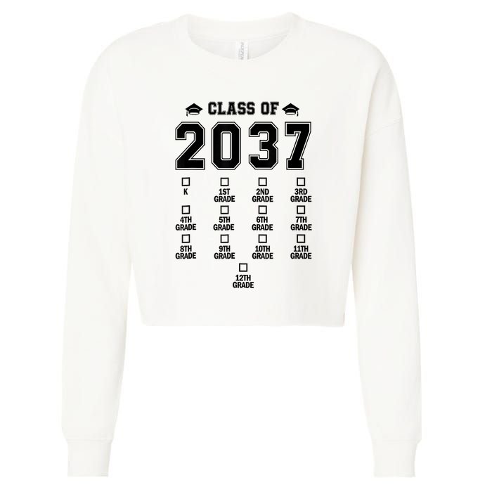 Class Of 2037 Grow With Me Prek To 12th Grade Gift Cropped Pullover Crew