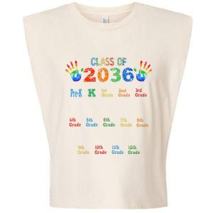 Class Of 2036 Grow With Me Color Handprint Pre K 12th Grade Garment-Dyed Women's Muscle Tee