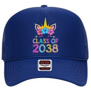 Class Of 2038 Grow With Me Graduation First Day Of School High Crown Mesh Back Trucker Hat