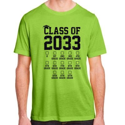 Class Of 2033 Grow With Me Check Mark First Day Of School Adult ChromaSoft Performance T-Shirt